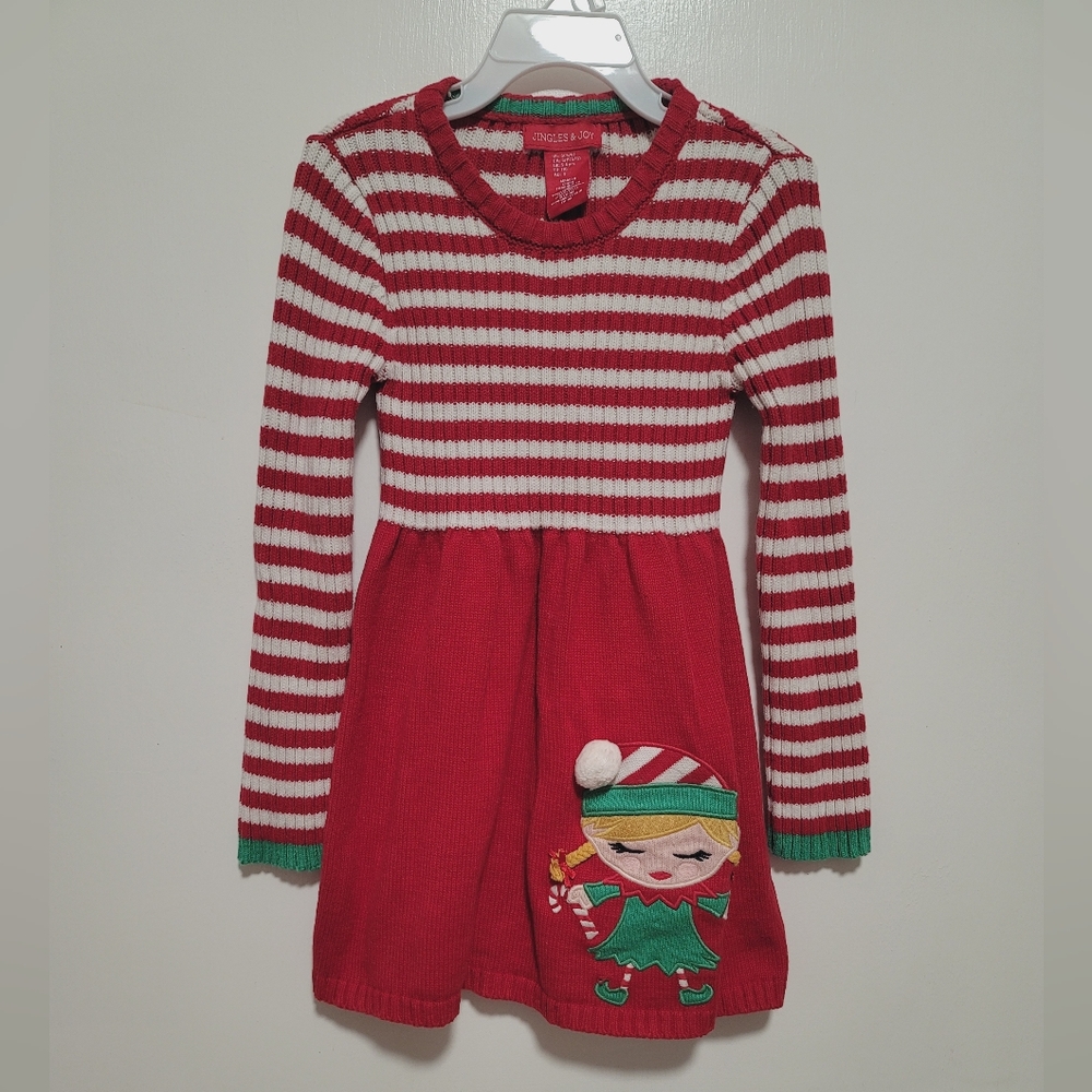 Jingles & Joy Christmas Sweater Dress Size S (5/6Yrs)